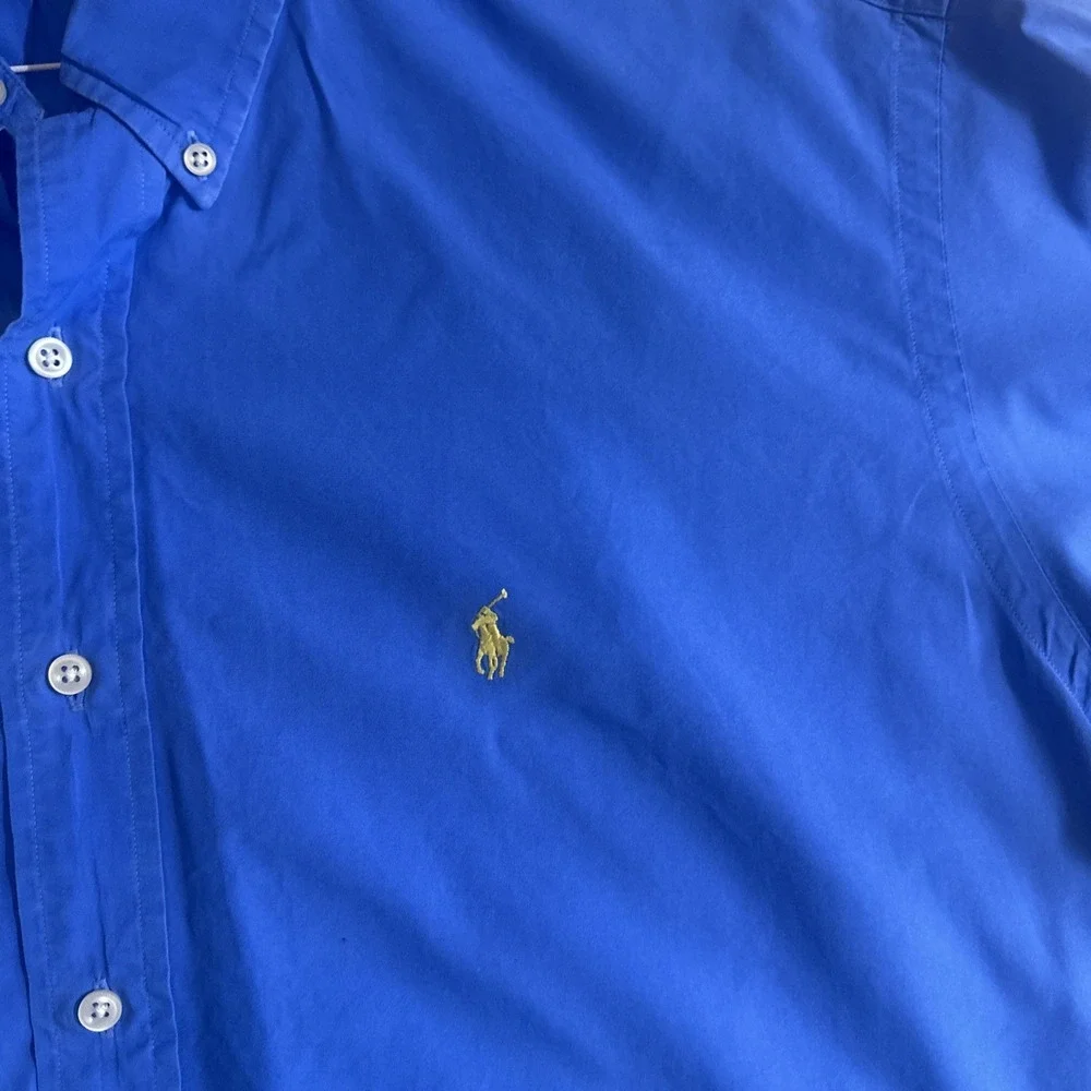 Ralph Lauren Medium Blue Featherweight Twill XL Causal‎ Button Down